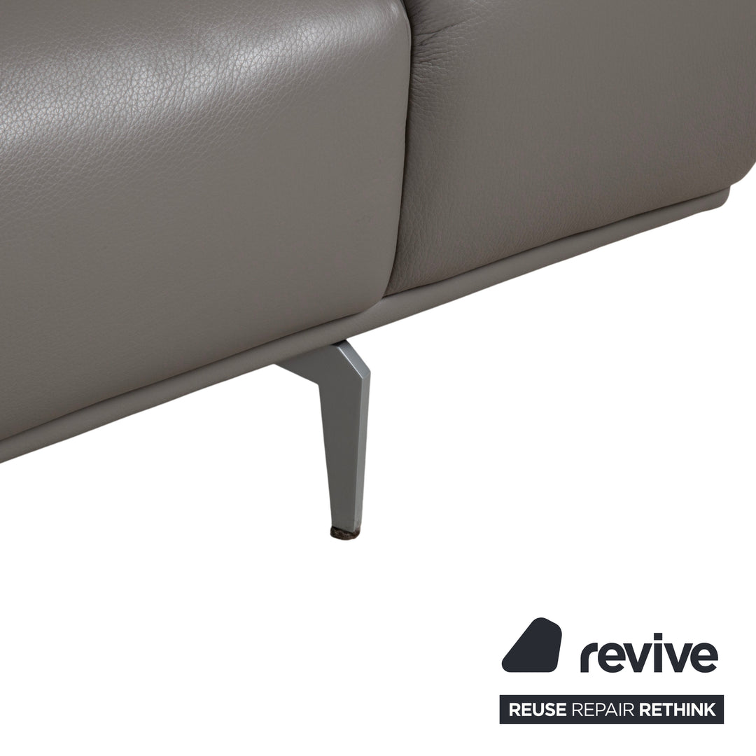 Willi Schillig Levi Zweisitzer Leder Sofa Grau Elephant Gray Z77/25 Couch manuelle Funktion