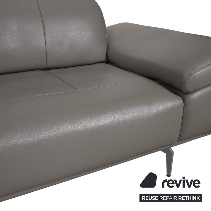 Willi Schillig Levi Two-Seater Leather Sofa Grey Elephant Grey Z77/25 Couch Manual Function