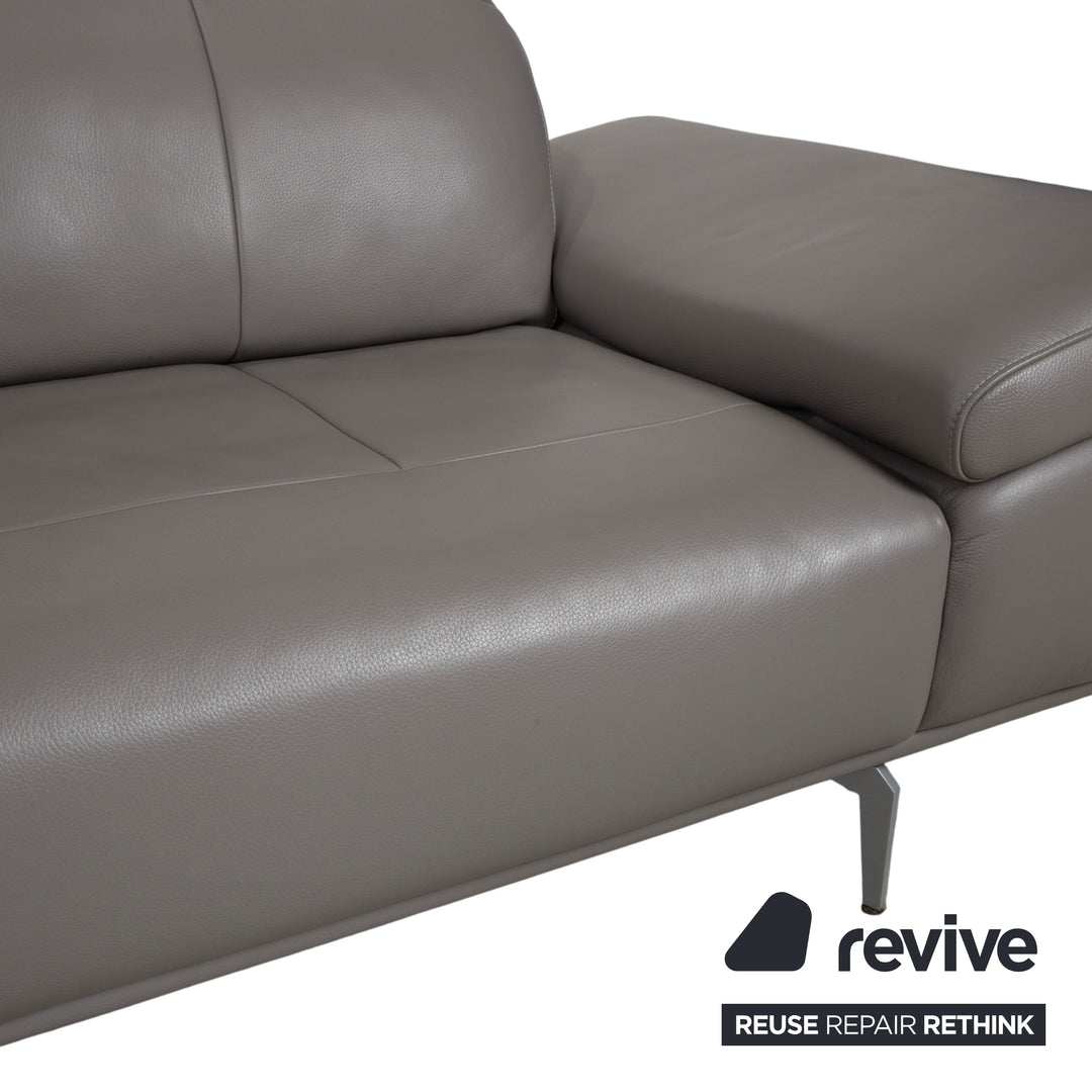 Willi Schillig Levi Zweisitzer Leder Sofa Grau Elephant Gray Z77/25 Couch manuelle Funktion