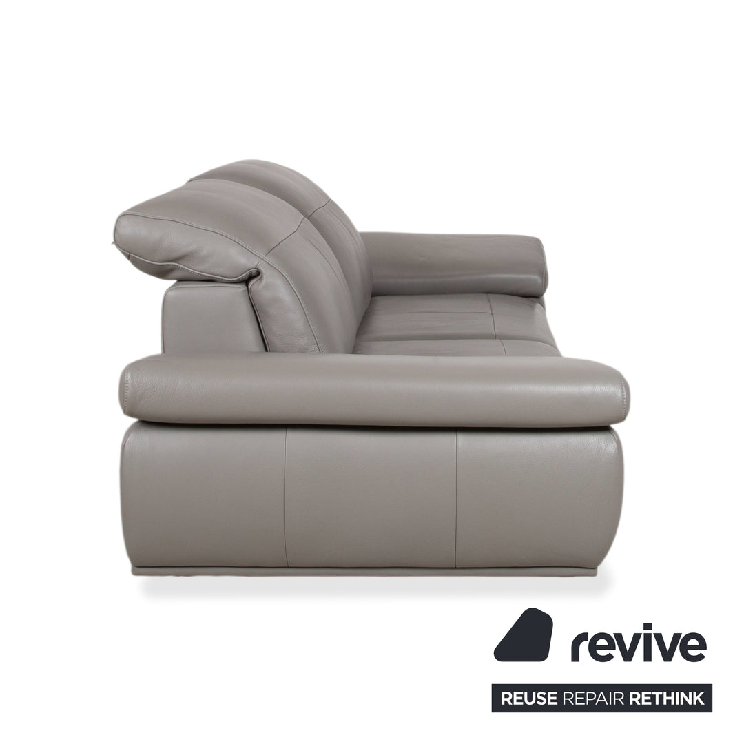 Willi Schillig Levi Zweisitzer Leder Sofa Grau Elephant Gray Z77/25 Couch manuelle Funktion