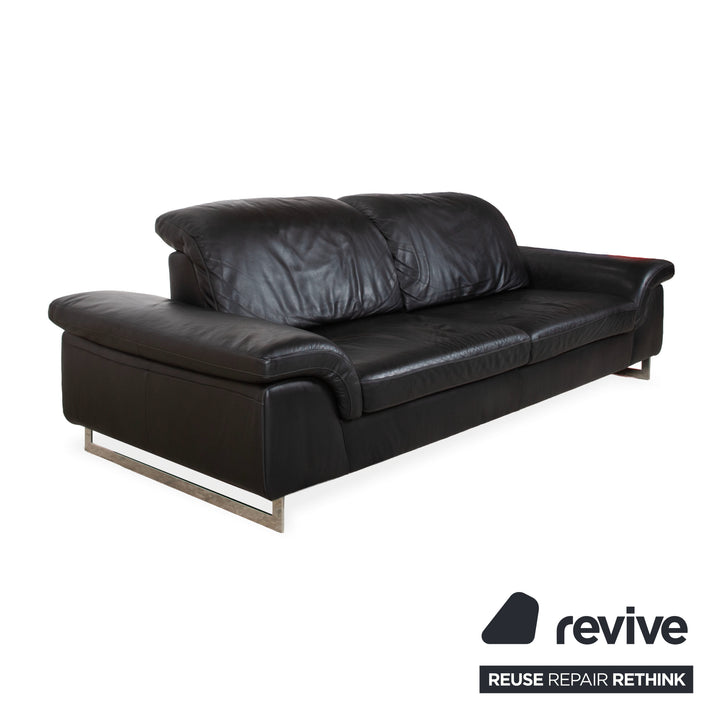 Willi Schillig 29830 Leder Dreisitzer Schwarz manuelle Funktion Sofa Couch