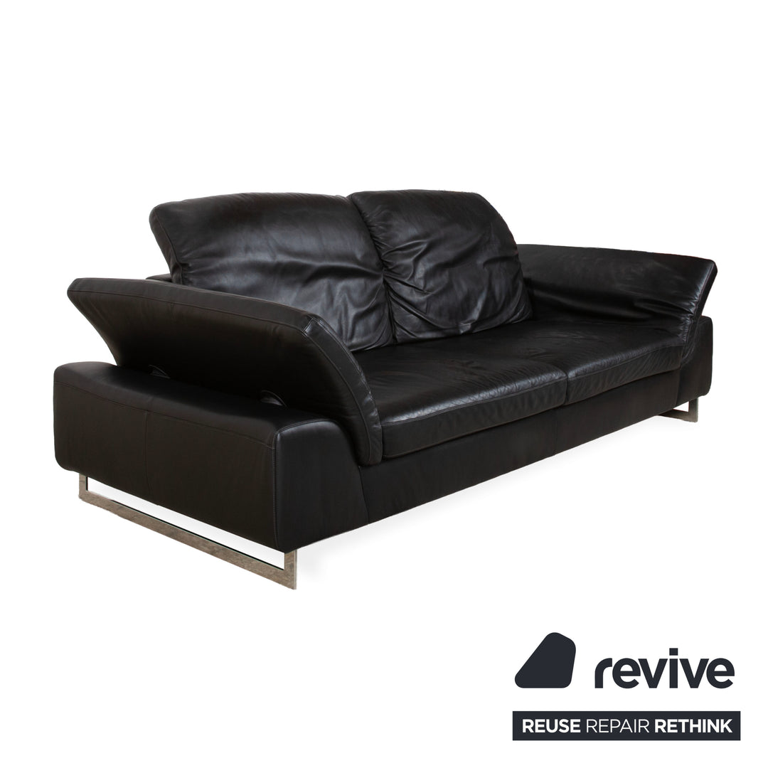 Willi Schillig 29830 Leder Dreisitzer Schwarz manuelle Funktion Sofa Couch