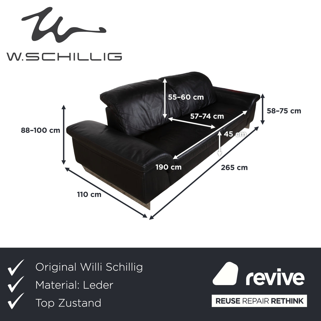 Willi Schillig 29830 Leder Dreisitzer Schwarz manuelle Funktion Sofa Couch