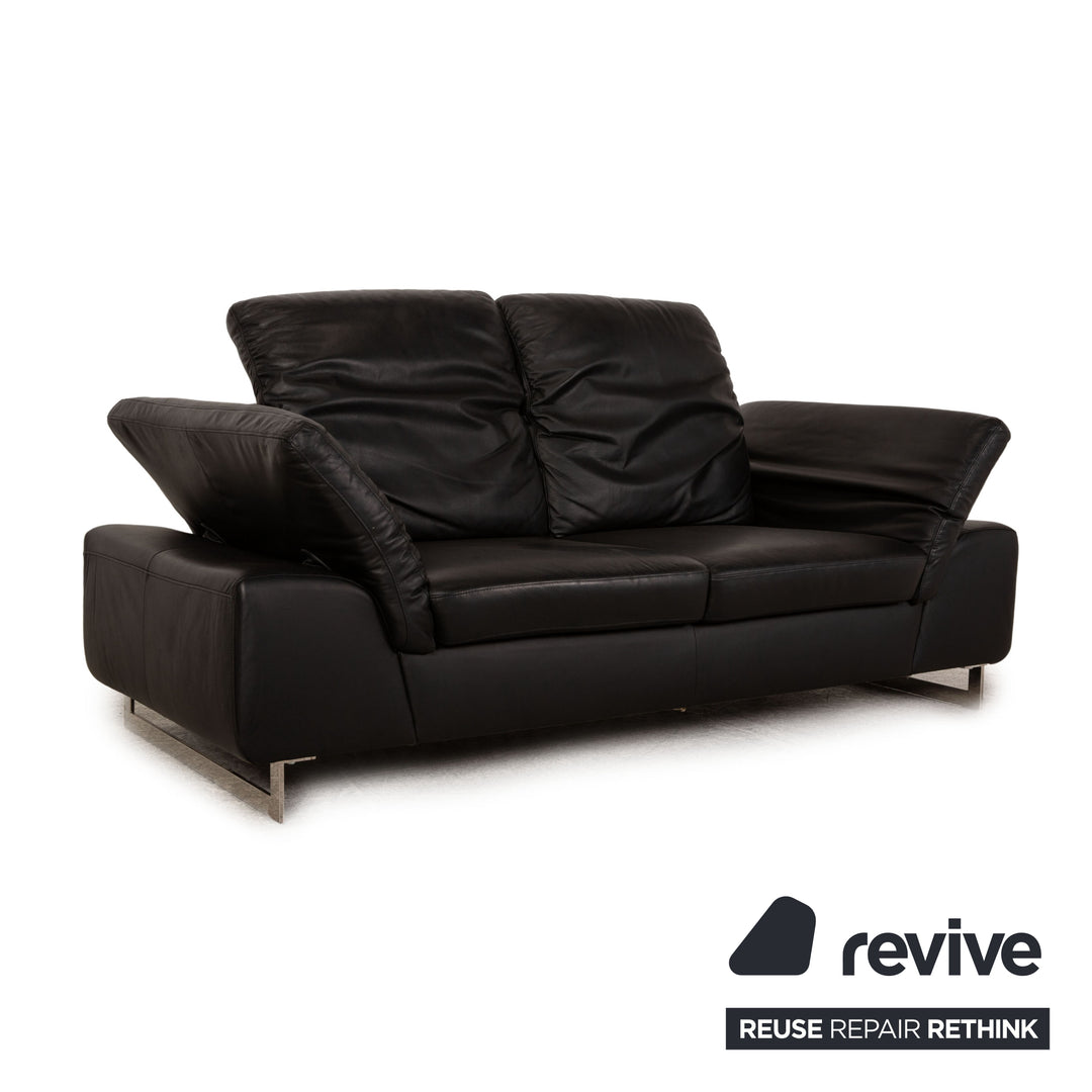 Willi Schillig 29830 Leather Two Seater Black Function Sofa Couch