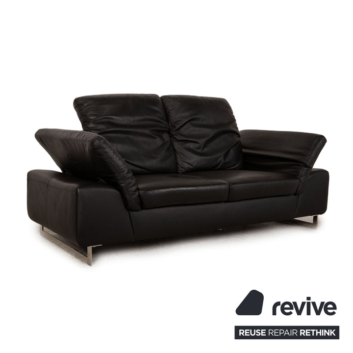 Willi Schillig 29830 Leather Two Seater Black Function Sofa Couch