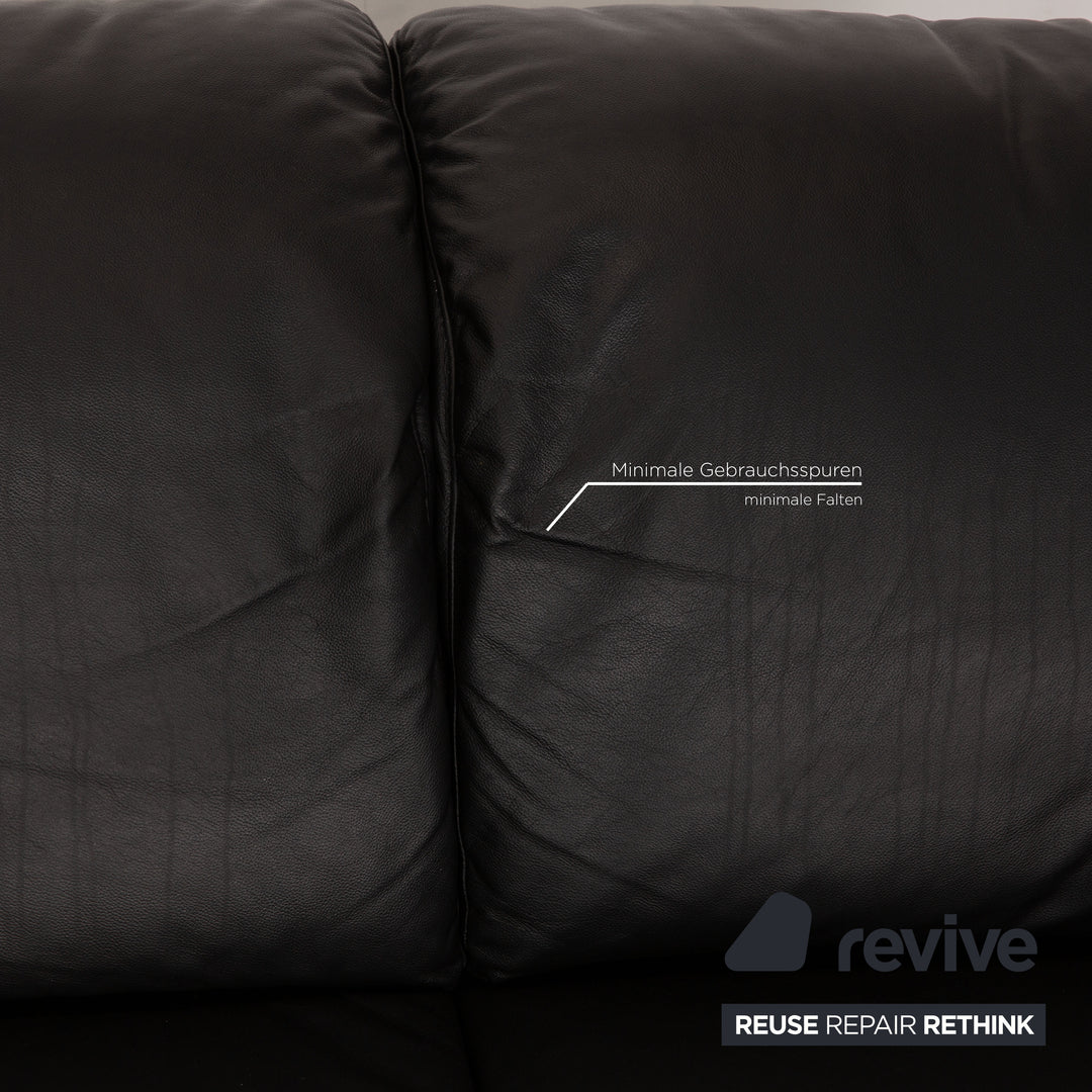 Divano a due posti Willi Schillig 29830 in pelle nera con funzione relax