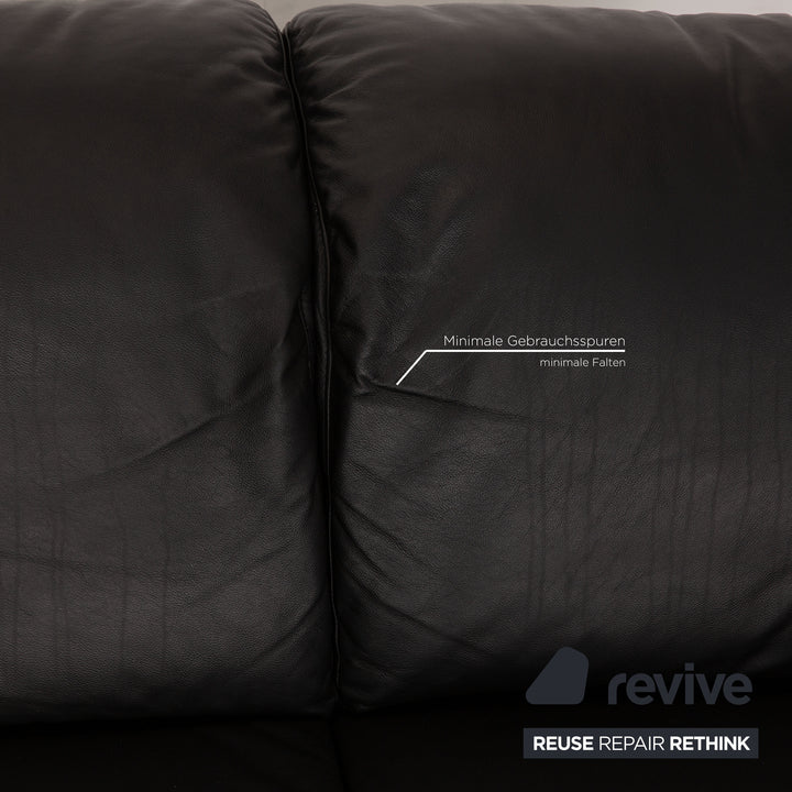 Divano a due posti Willi Schillig 29830 in pelle nera con funzione relax