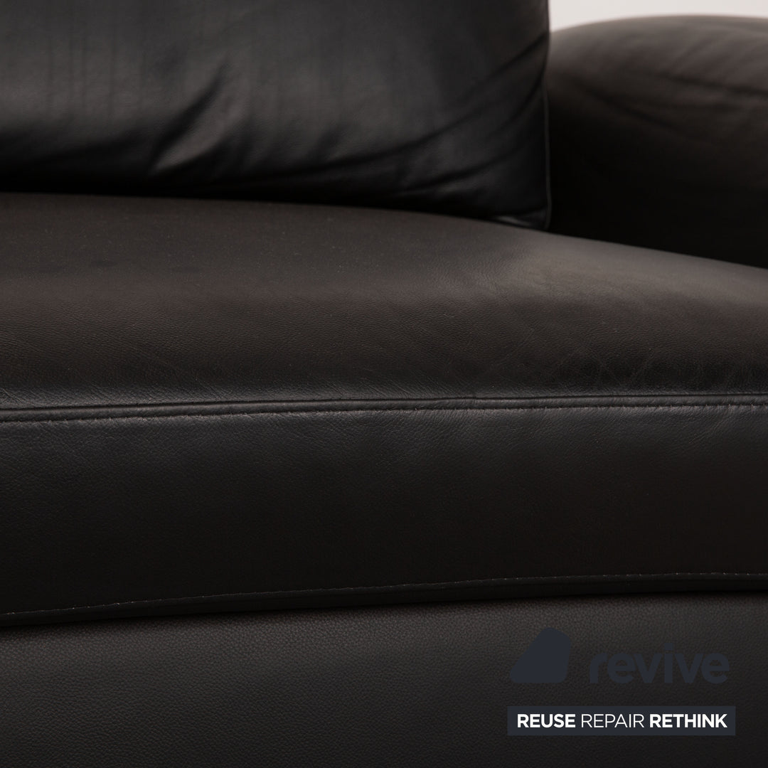 Willi Schillig 29830 Leather Two Seater Black Function Sofa Couch