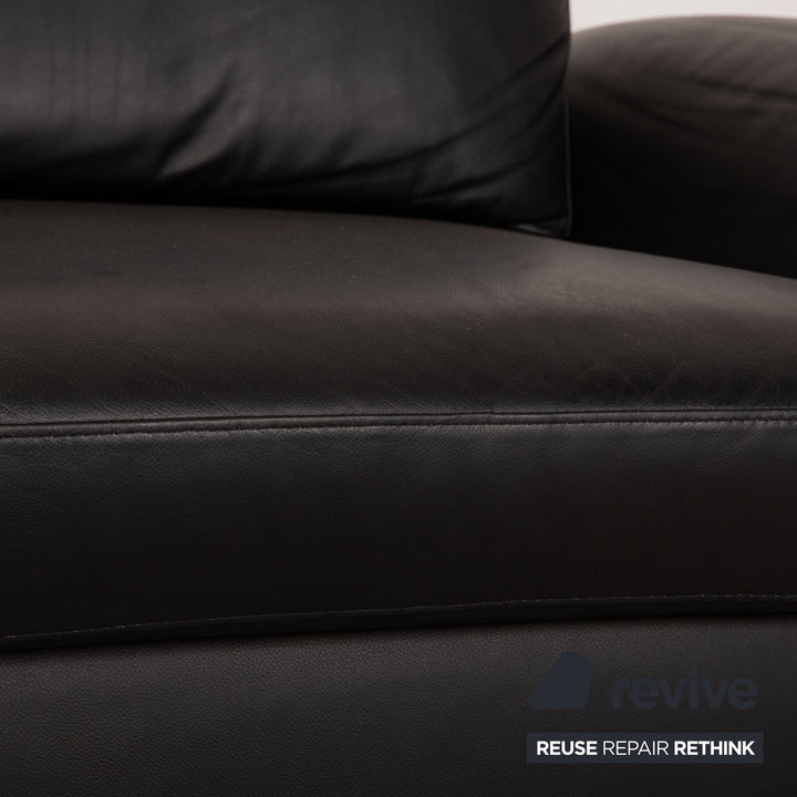 Willi Schillig 29830 Leather Two Seater Black Function Sofa Couch