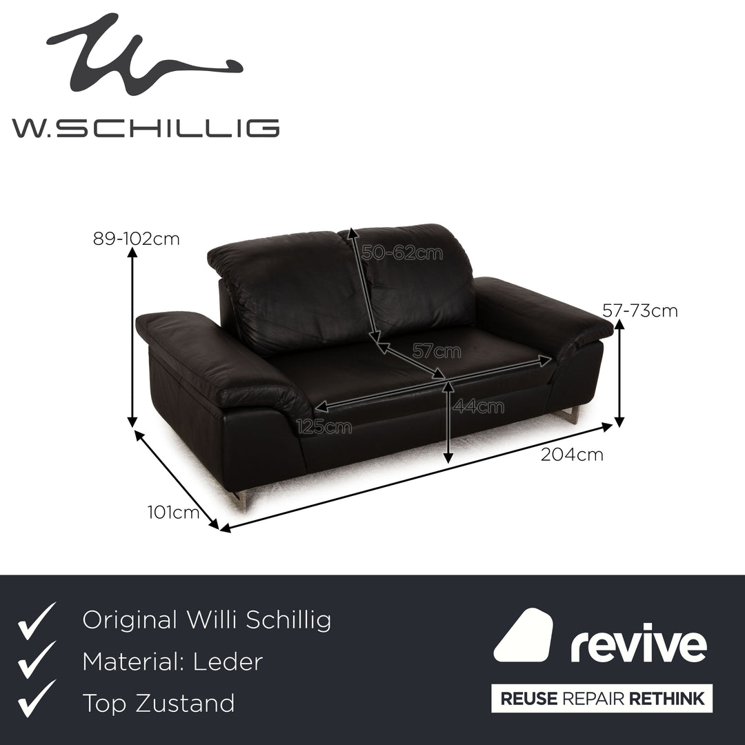 Willi Schillig 29830 Leather Two Seater Black Function Sofa Couch
