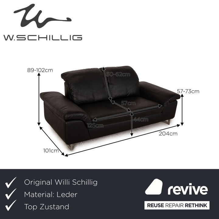 Willi Schillig 29830 Leather Two Seater Black Function Sofa Couch