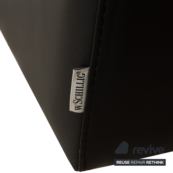 Willi Schillig Leather Two-Seater Black Sofa Couch Headrest