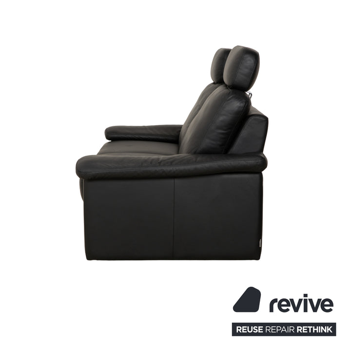 Willi Schillig Leather Two-Seater Black Sofa Couch Headrest