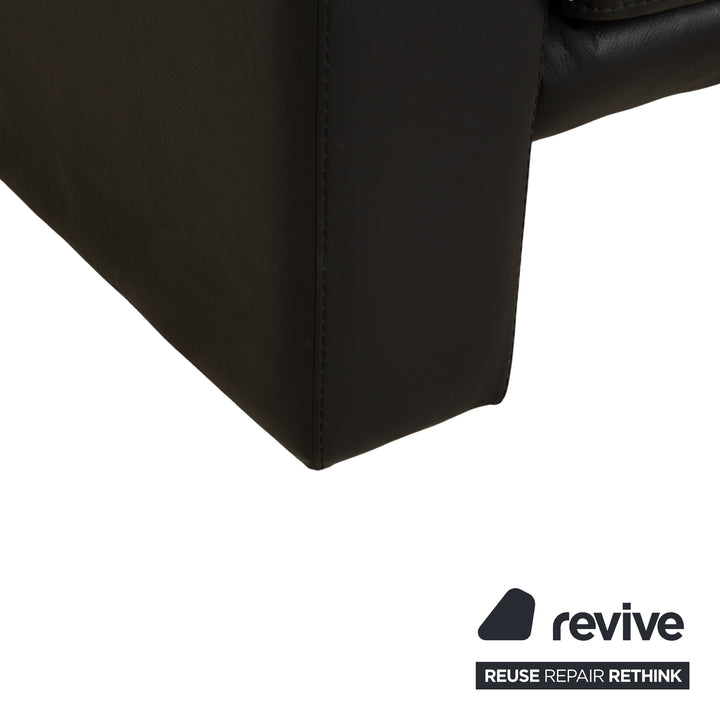 Willi Schillig Leather Two-Seater Black Sofa Couch Headrest