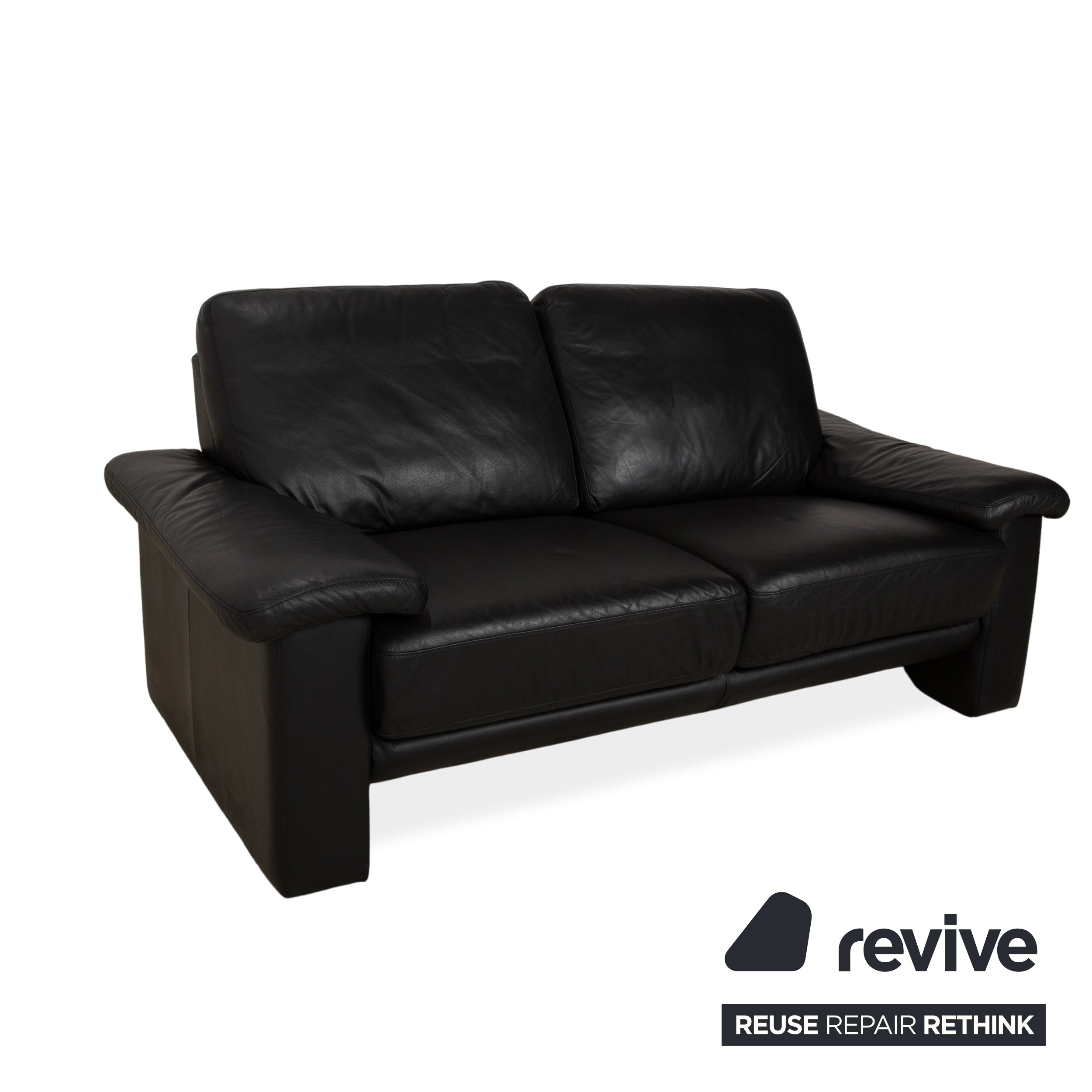 Willi Schillig Leder Zweisitzer Schwarz Sofa Couch Kopfstütze