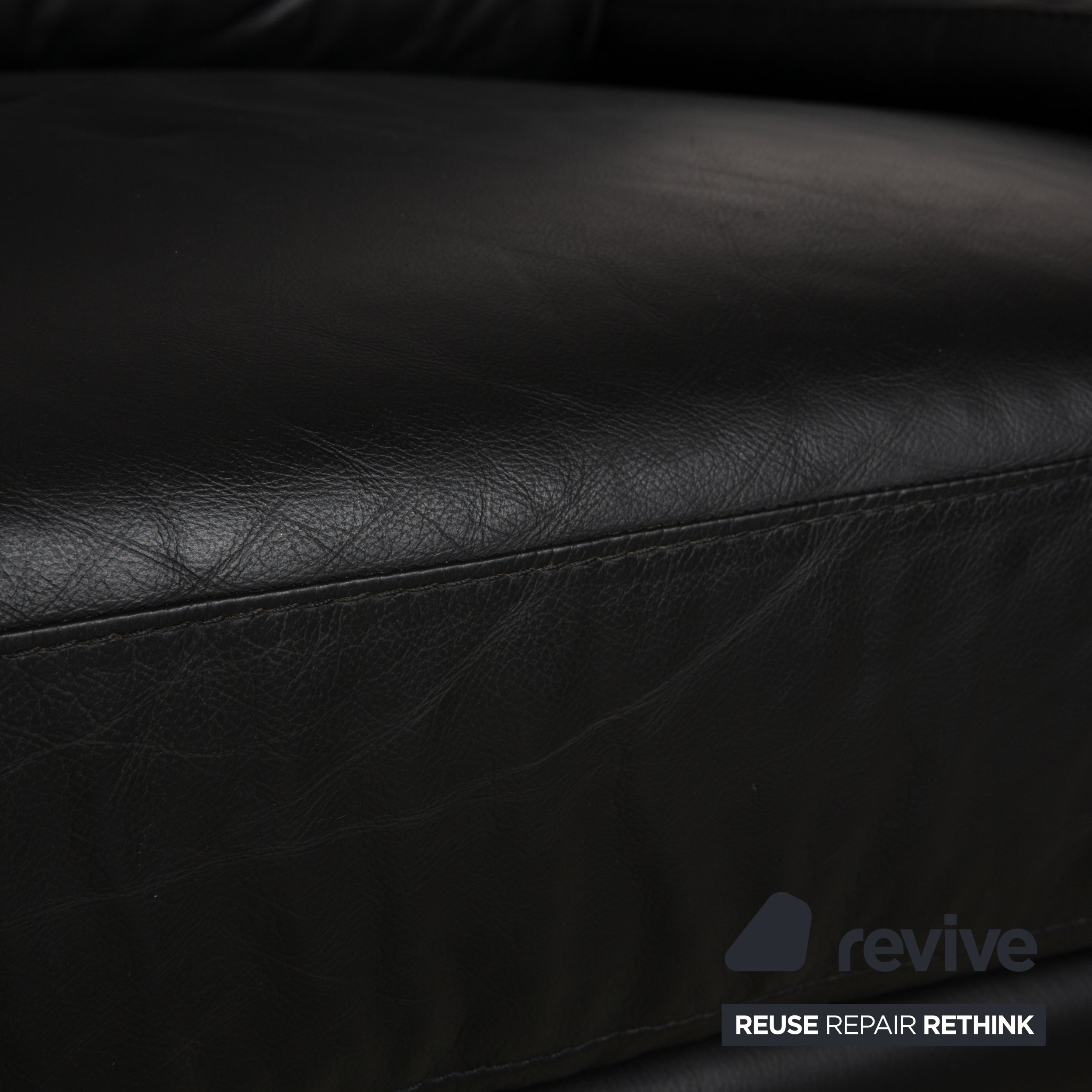 Willi Schillig Leder Zweisitzer Schwarz Sofa Couch Kopfstütze