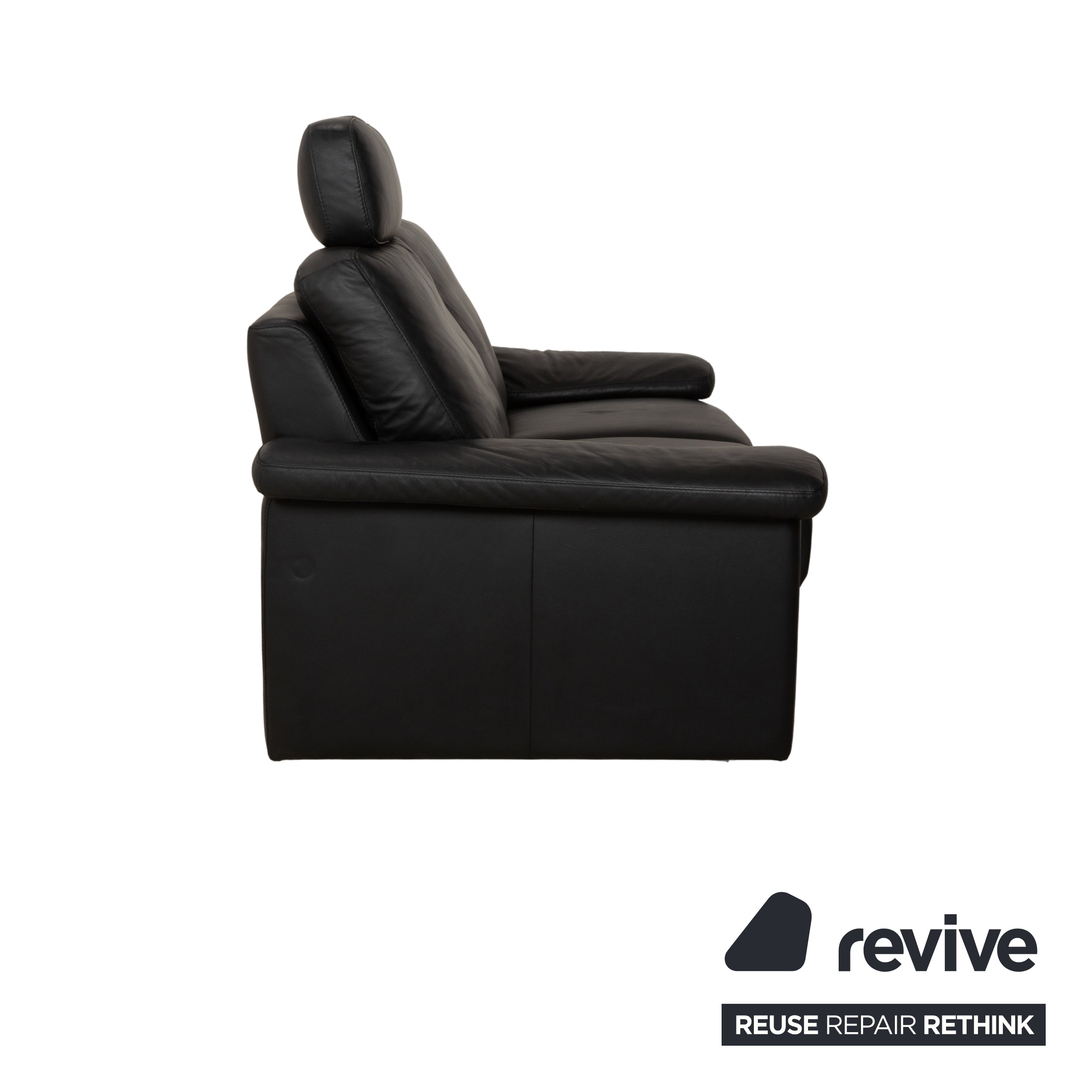 Willi Schillig Leder Zweisitzer Schwarz Sofa Couch Kopfstütze