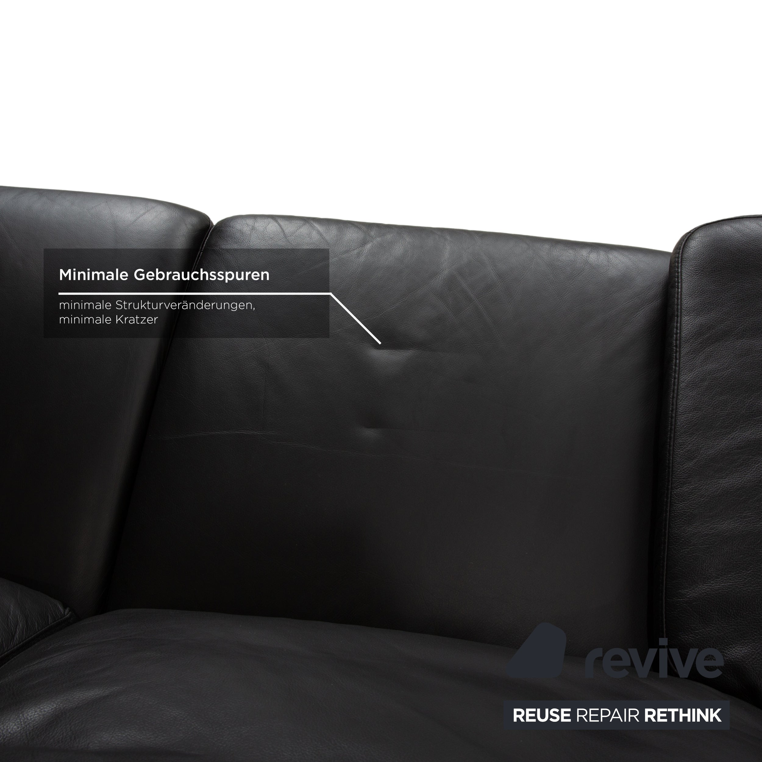 Willi Schillig Leder Zweisitzer Schwarz Sofa Couch Kopfstütze