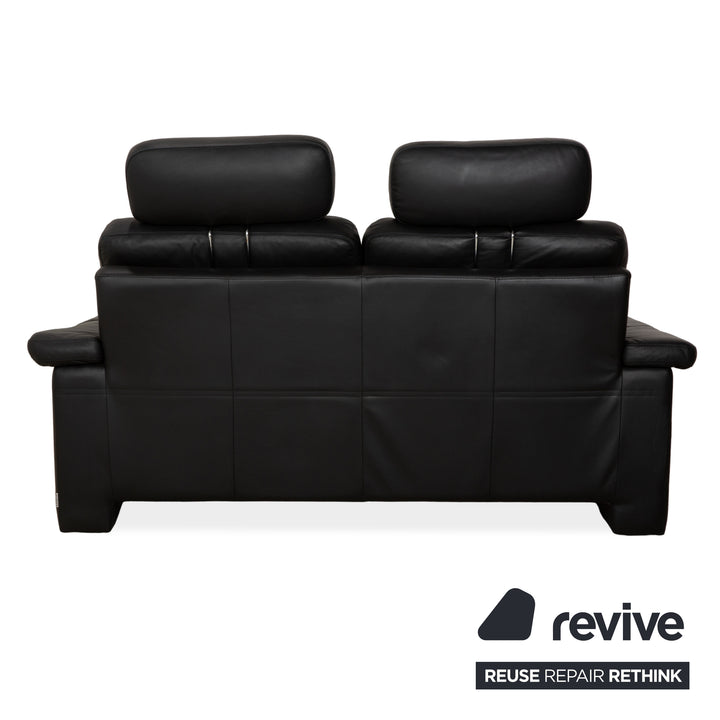 Willi Schillig Leather Two-Seater Black Sofa Couch Headrest