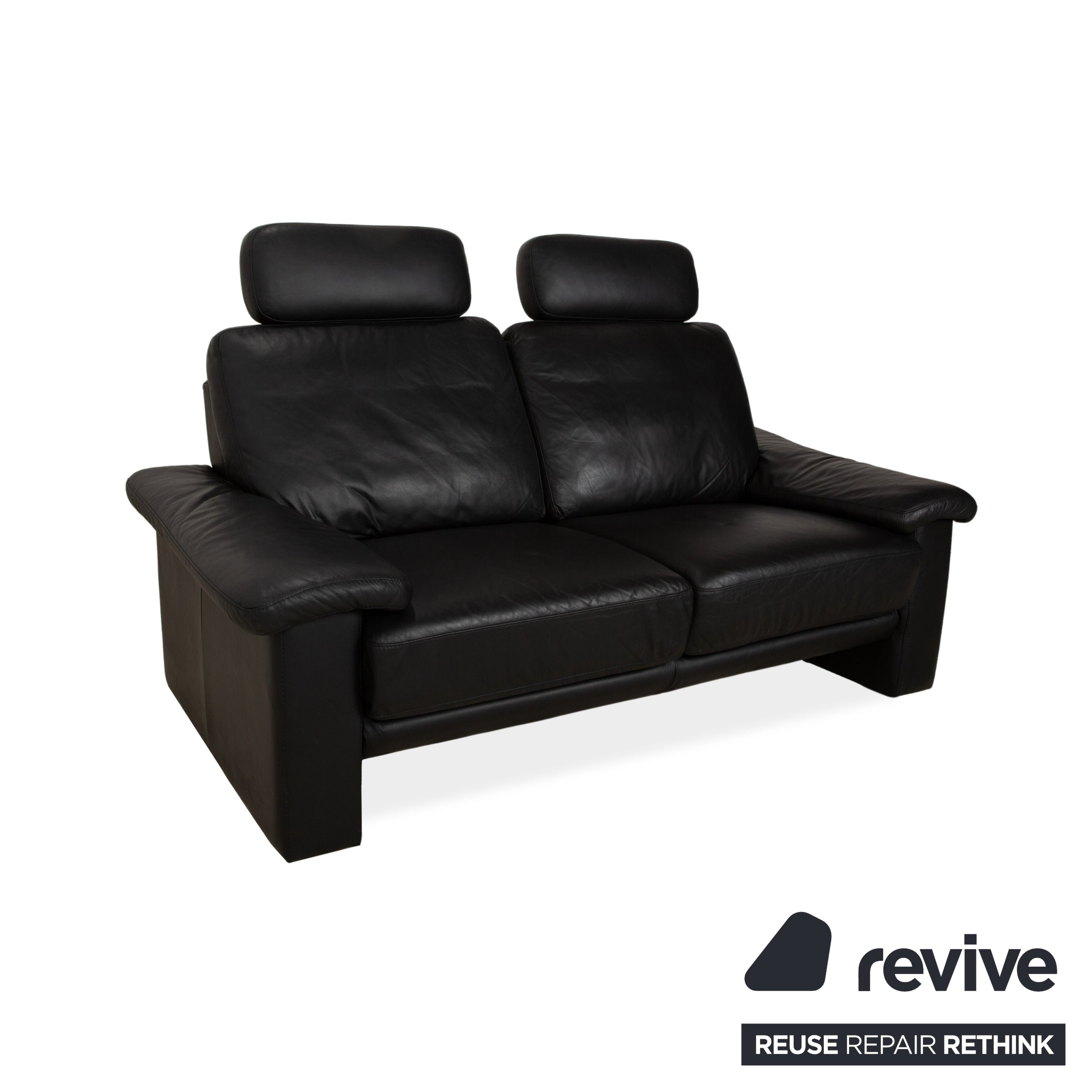 Willi Schillig Leder Zweisitzer Schwarz Sofa Couch Kopfstütze