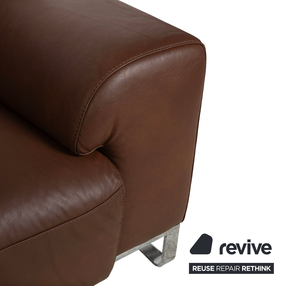 Willi Schillig Alessio Leather Three-Seater Sofa Brown Mocha