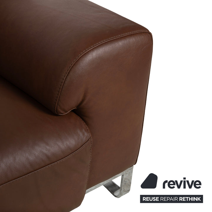 Willi Schillig Alessio Leather Three-Seater Sofa Brown Mocha