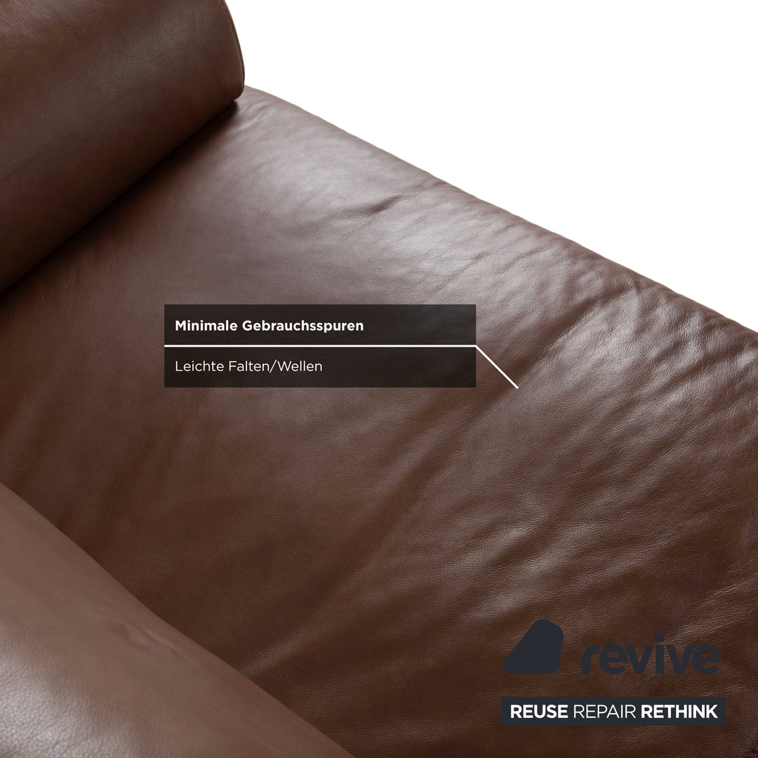 Willi Schillig Alessio Leather Three-Seater Sofa Brown Mocha