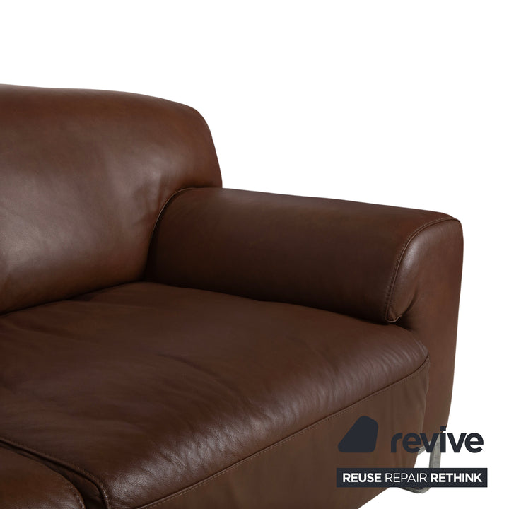 Willi Schillig Alessio Leather Three-Seater Sofa Brown Mocha