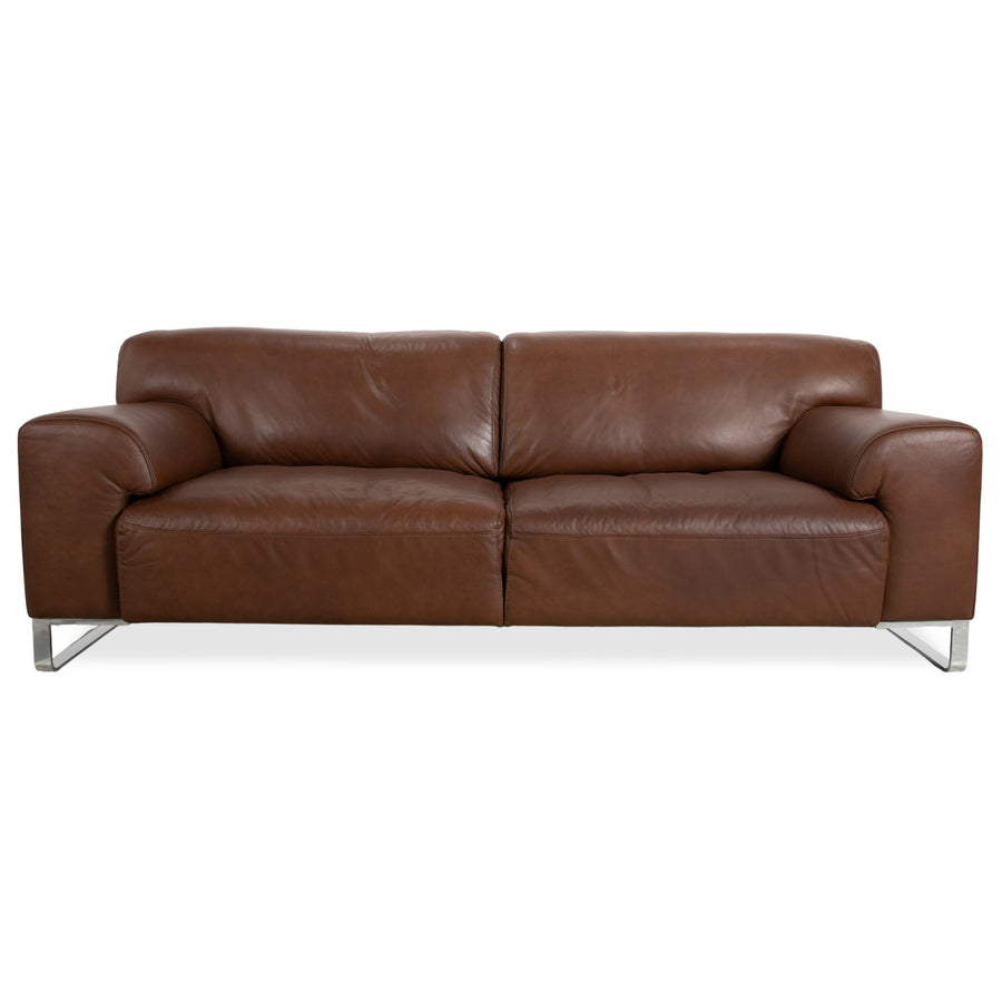 Willi Schillig Alessio Leather Three-Seater Sofa Brown Mocha