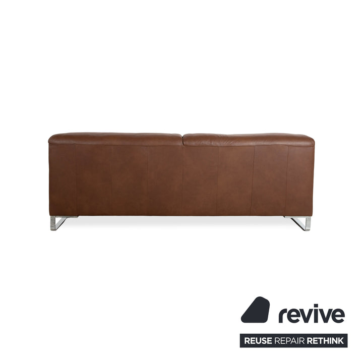 Willi Schillig Alessio Leather Three-Seater Sofa Brown Mocha