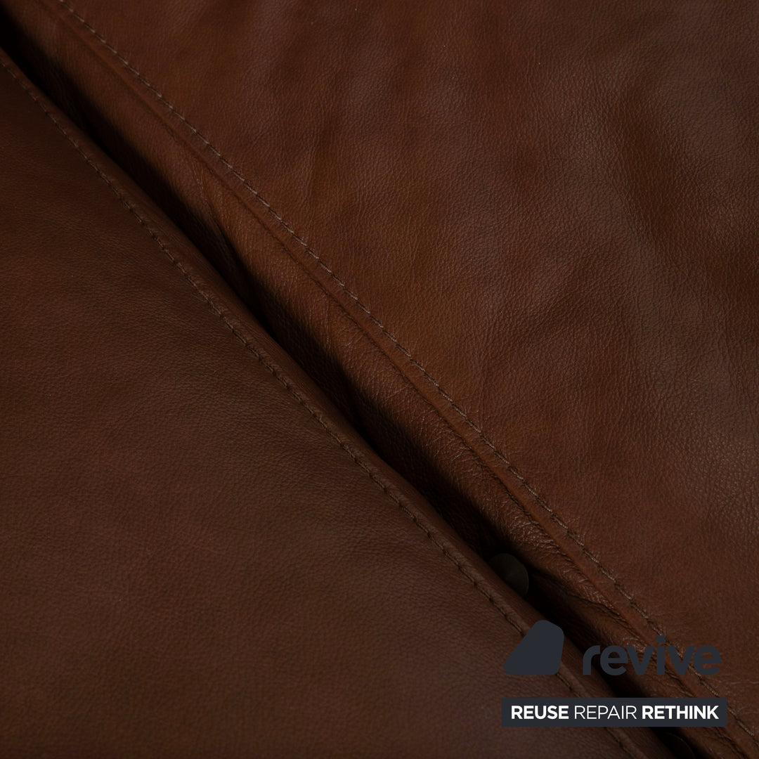 Willi Schillig Alessio Leather Three-Seater Sofa Brown Mocha