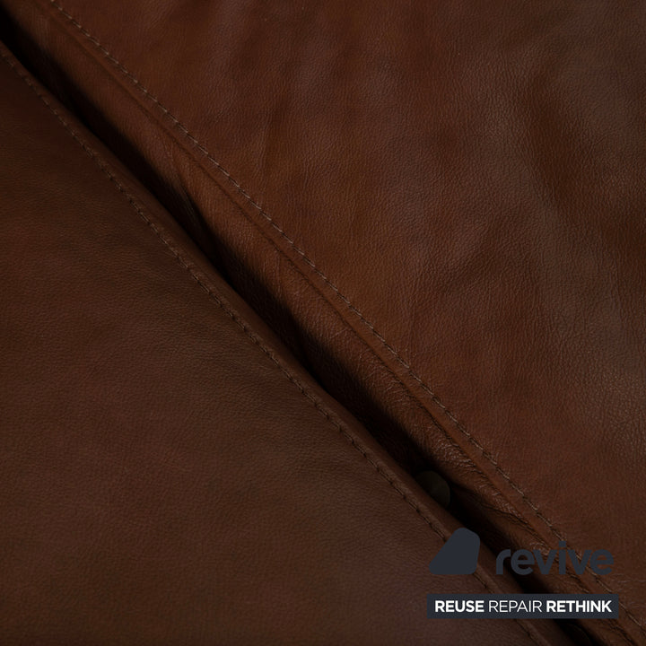 Willi Schillig Alessio Leather Three-Seater Sofa Brown Mocha