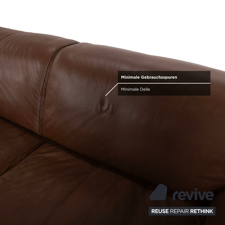 Willi Schillig Alessio Leather Three-Seater Sofa Brown Mocha