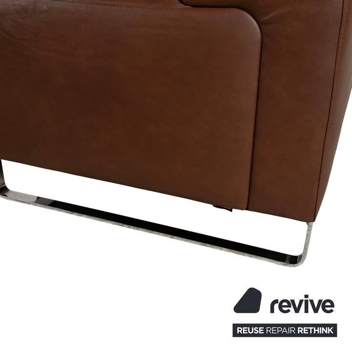 Willi Schillig Alessio Leather Three-Seater Sofa Brown Mocha