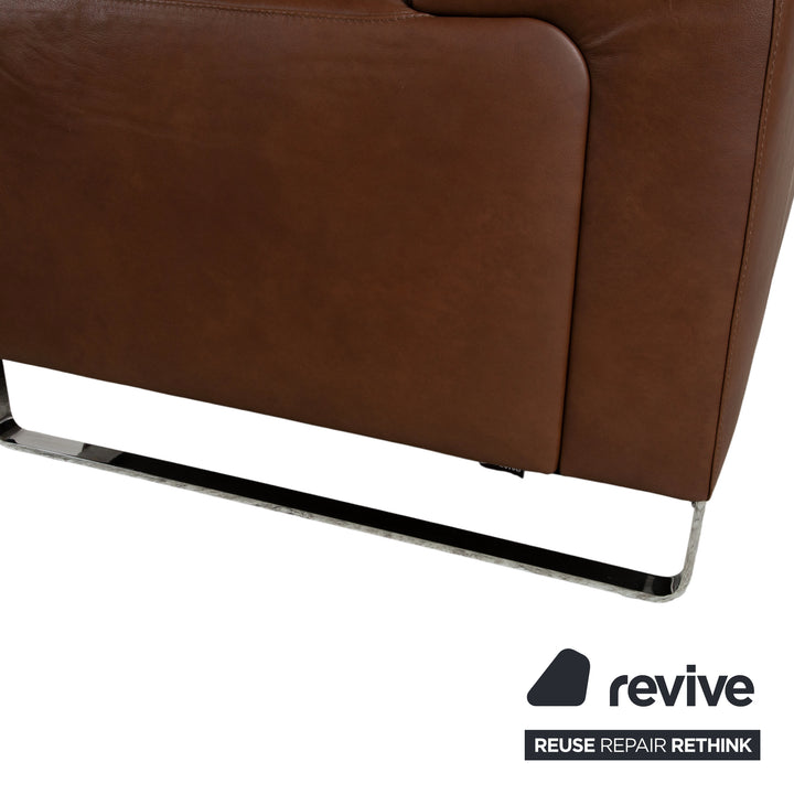 Willi Schillig Alessio Leather Three-Seater Two-Seater Brown Mocha Sofa Couch