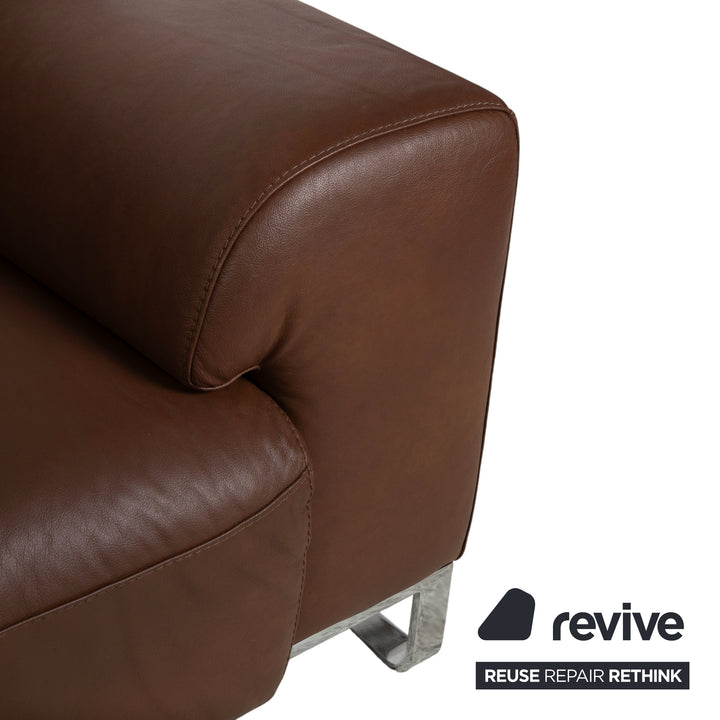 Willi Schillig Alessio Leather Three-Seater Two-Seater Brown Mocha Sofa Couch