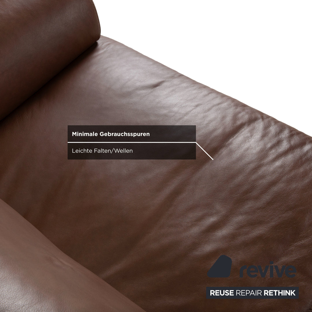 Willi Schillig Alessio Leather Three-Seater Two-Seater Brown Mocha Sofa Couch