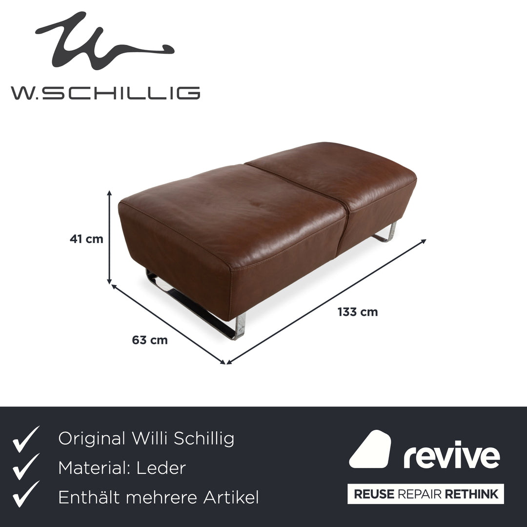 Willi Schillig Alessiio Leather Three-seater Two-seater Stool Brown Mocca Sofa Couch