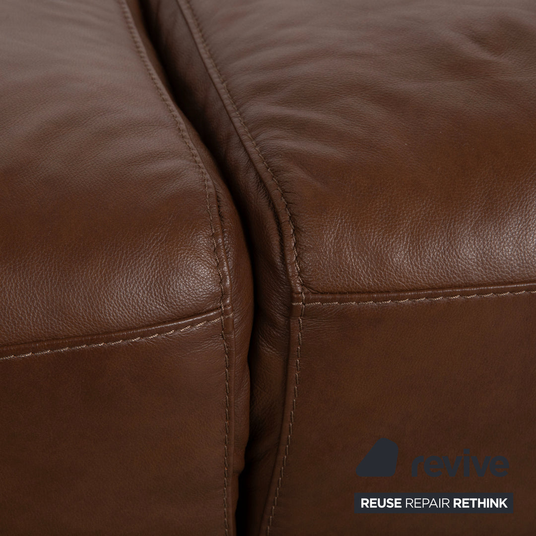 Willi Schillig Alessiio Leather Three-seater Two-seater Stool Brown Mocca Sofa Couch