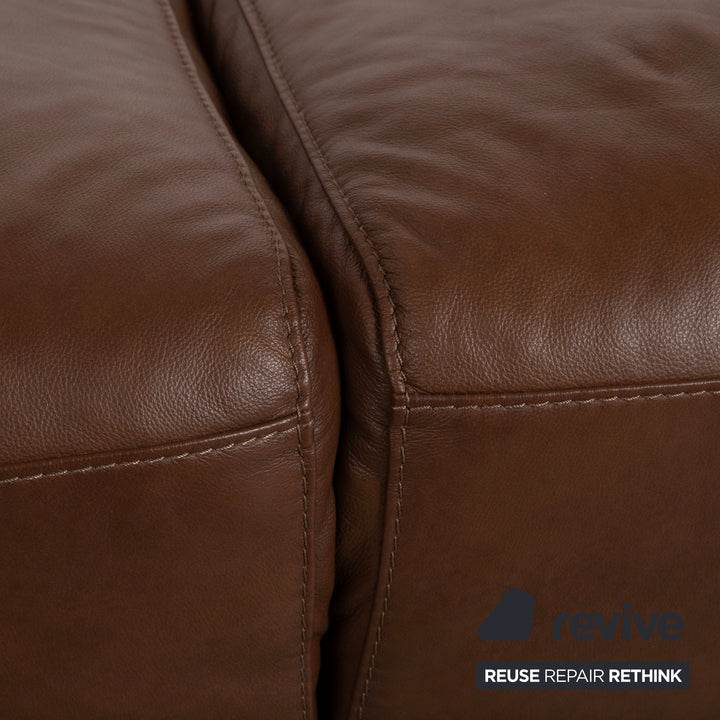 Willi Schillig Alessiio Leather Three-seater Two-seater Stool Brown Mocca Sofa Couch