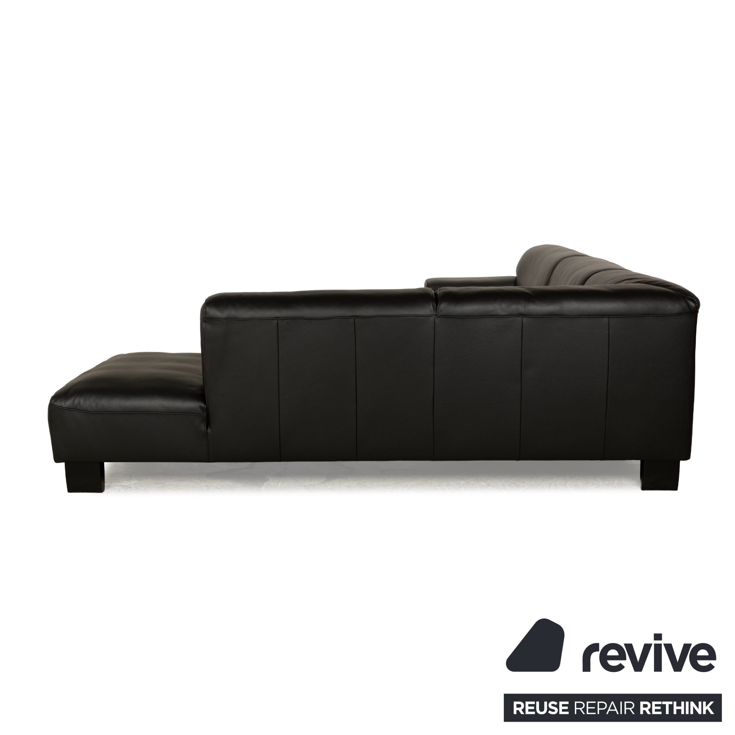 Willi Schillig Alessiio leather corner sofa black chaise longue right sofa couch