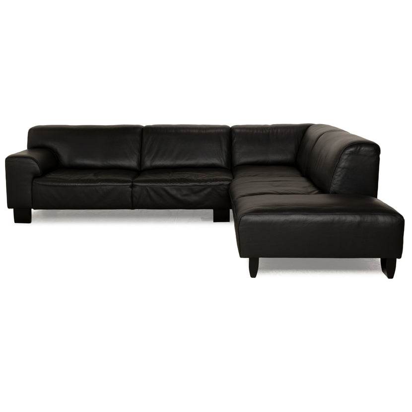 Willi Schillig Alessiio leather corner sofa black chaise longue right sofa couch