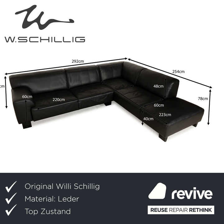 Willi Schillig Alessiio Leder Ecksofa Schwarz Recamiere rechts Sofa Couch