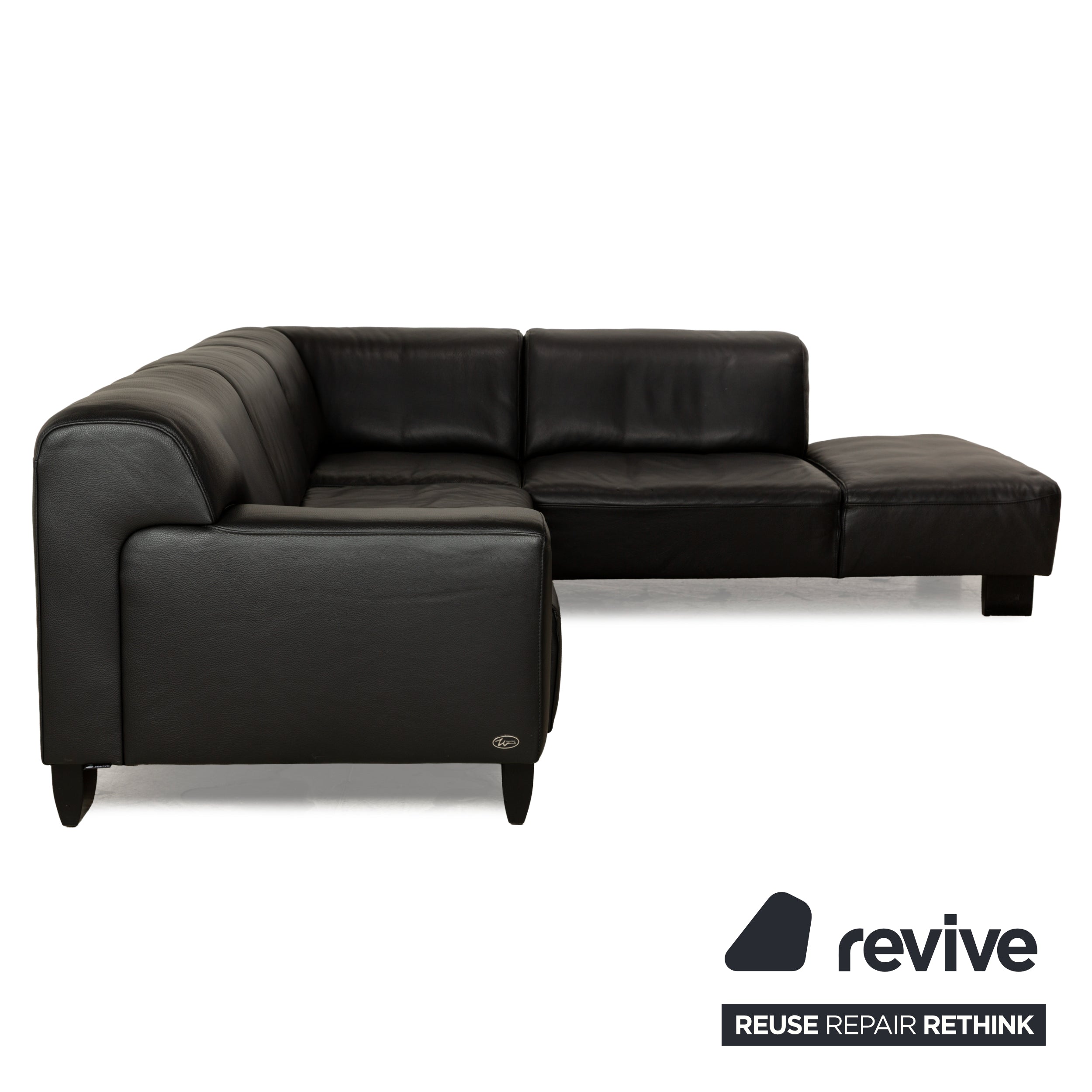 Willi Schillig Alessiio leather corner sofa black chaise longue right sofa couch