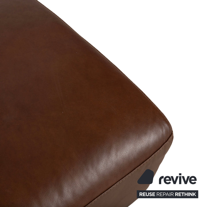 Willi Schillig Alessiio Tabouret en cuir marron moka