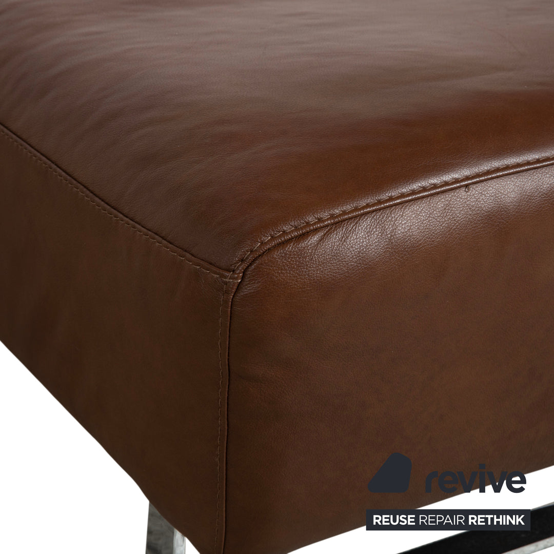 Willi Schillig Alessiio Tabouret en cuir marron moka
