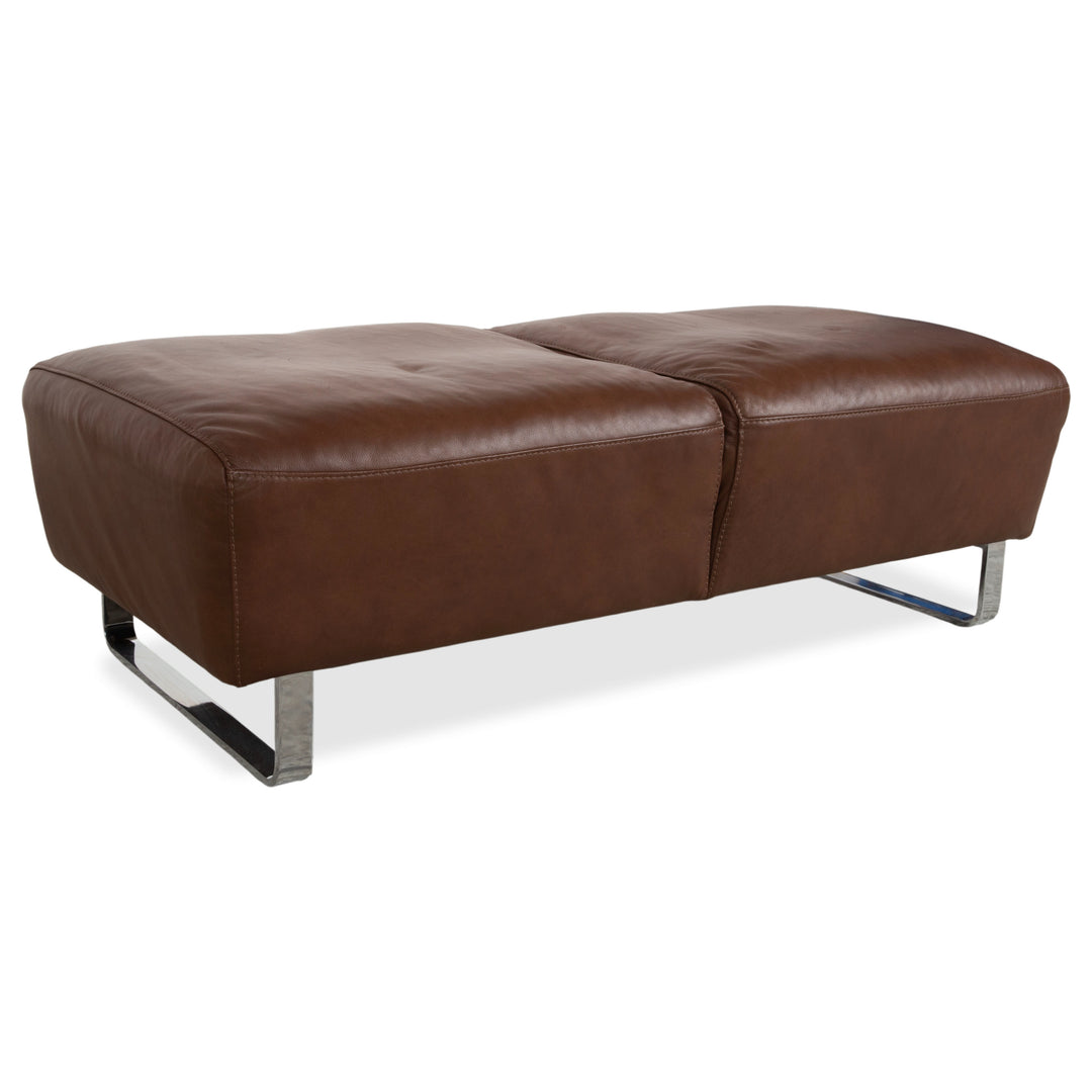 Willi Schillig Alessiio Tabouret en cuir marron moka