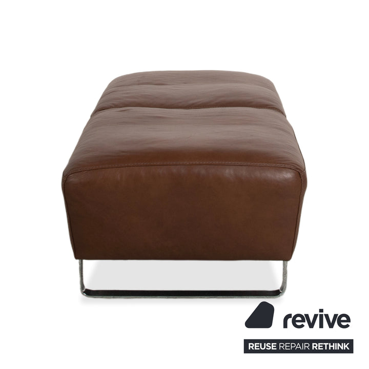 Willi Schillig Alessiio Tabouret en cuir marron moka