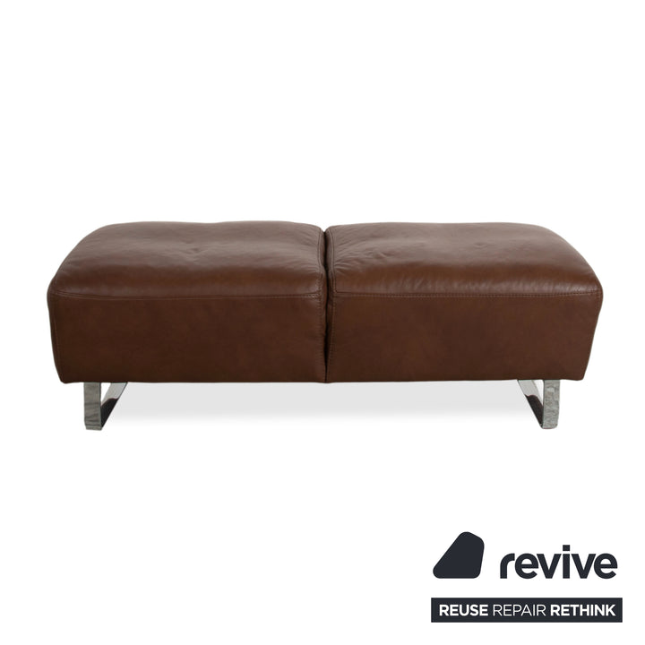 Willi Schillig Alessiio Tabouret en cuir marron moka