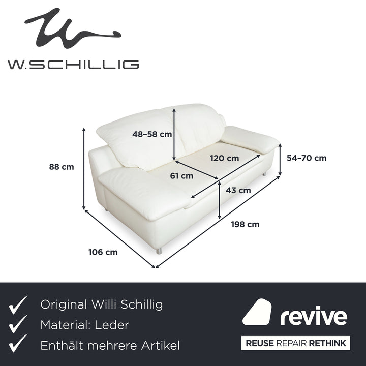 Willi Schillig Amore Garnitur Leder Dreisitzer Zweisitzer Creme Sofa Couch manuelle Funktion Stauraum